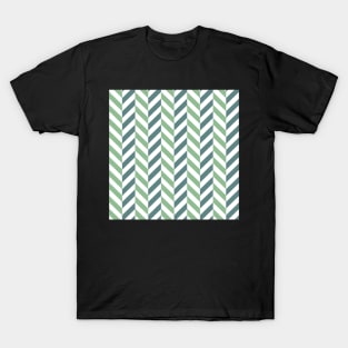 zigzag chevron green on white small scale T-Shirt